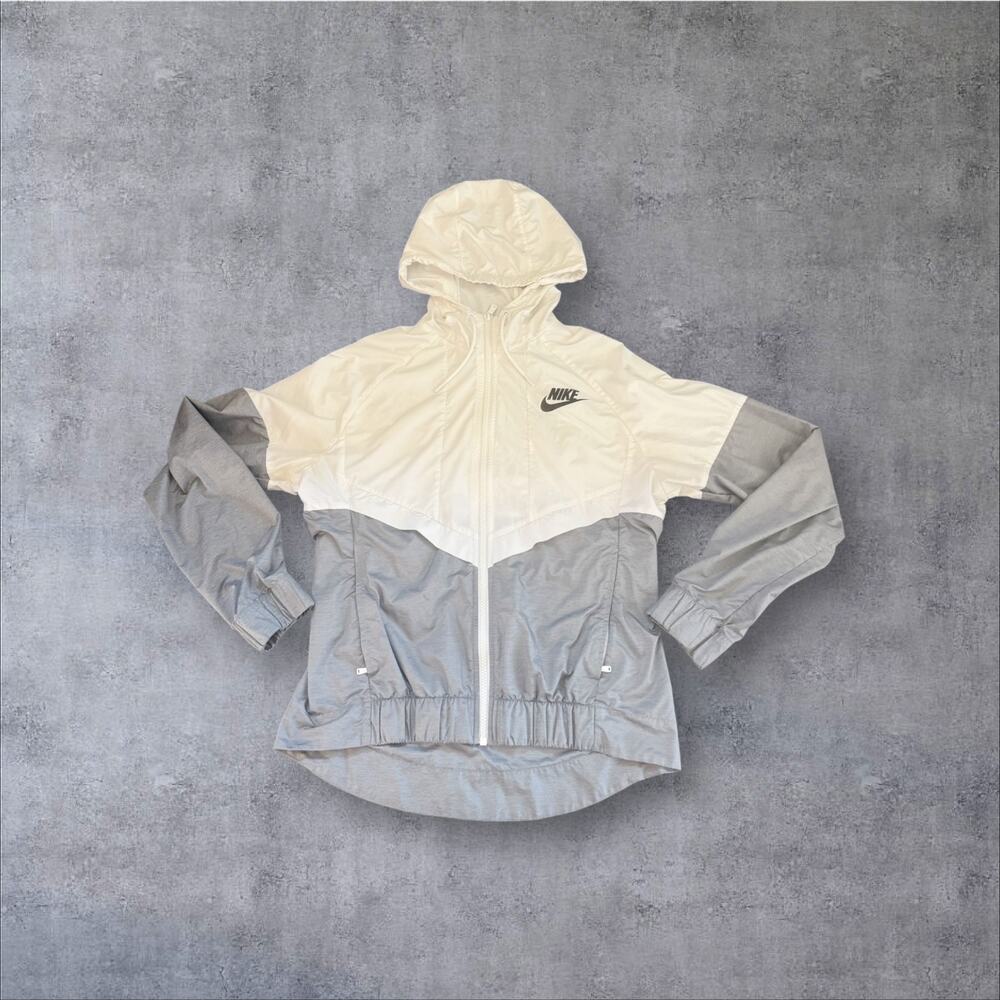 Nike Sportswear Windrunner Hooded Jacket Grey White Womens Sz Small
